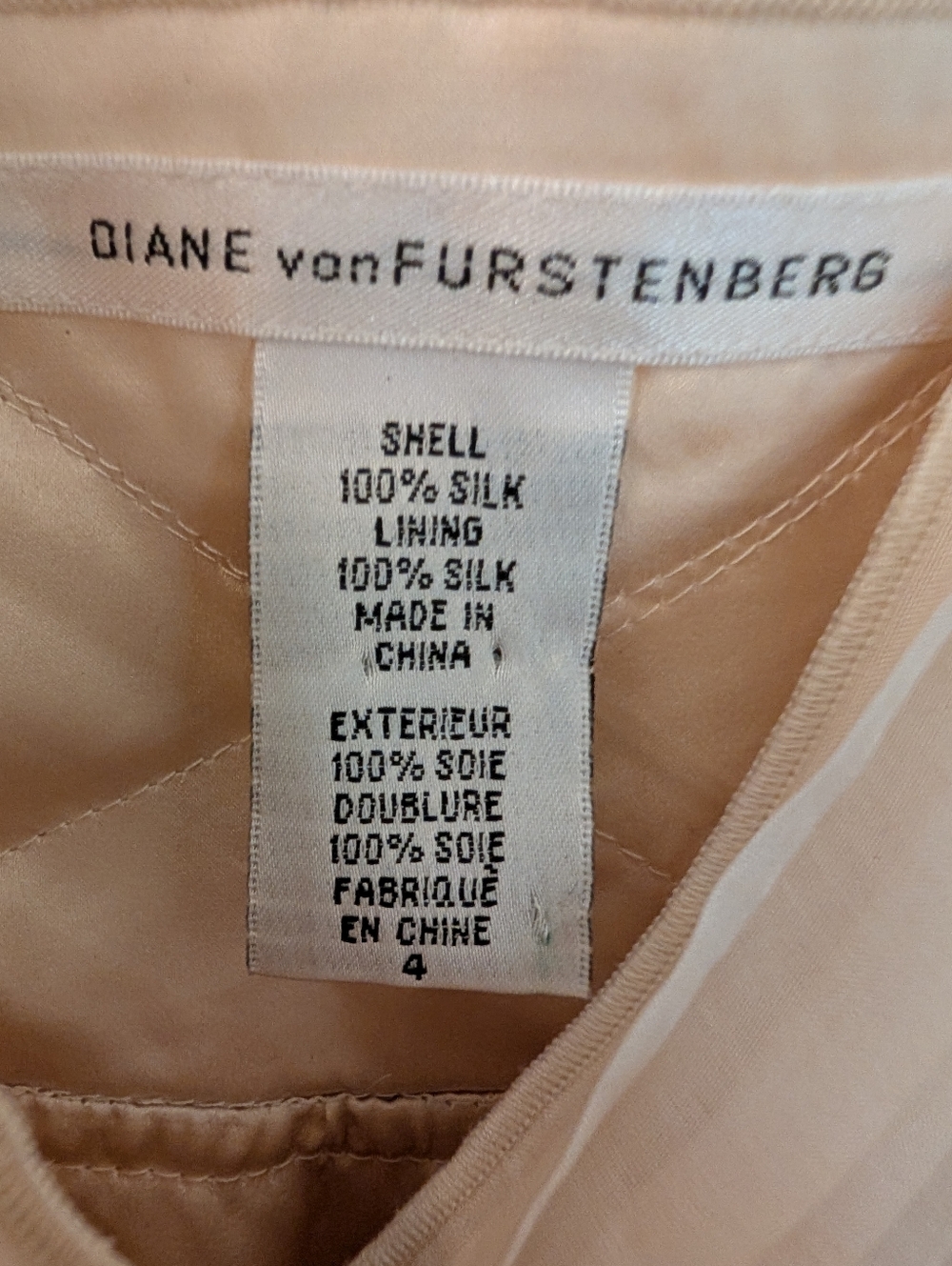 Diane Von Furstenberg 100% Silk Cream Color Pleated Dress - Picture 4 of 9